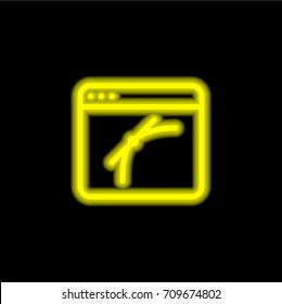 Browser yellow glowing neon ui ux icon. Glowing sign logo vector