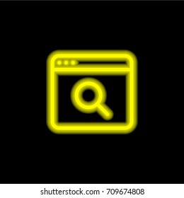 Browser yellow glowing neon ui ux icon. Glowing sign logo vector