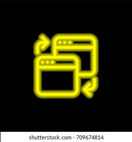 Browser yellow glowing neon ui ux icon. Glowing sign logo vector
