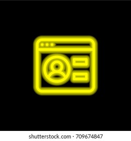 Browser yellow glowing neon ui ux icon. Glowing sign logo vector