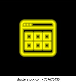 Browser yellow glowing neon ui ux icon. Glowing sign logo vector