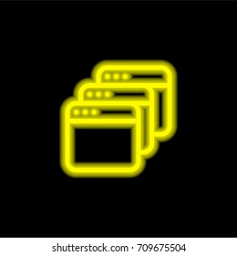 Browser yellow glowing neon ui ux icon. Glowing sign logo vector