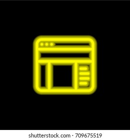 Browser yellow glowing neon ui ux icon. Glowing sign logo vector