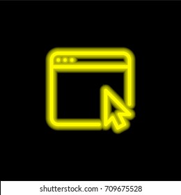 Browser yellow glowing neon ui ux icon. Glowing sign logo vector