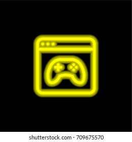 Browser yellow glowing neon ui ux icon. Glowing sign logo vector
