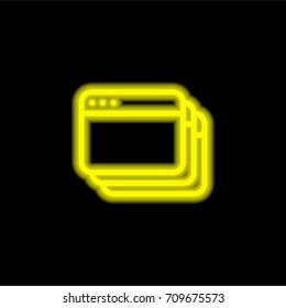 Browser yellow glowing neon ui ux icon. Glowing sign logo vector