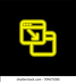 Browser yellow glowing neon ui ux icon. Glowing sign logo vector