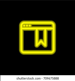 Browser yellow glowing neon ui ux icon. Glowing sign logo vector