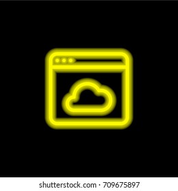 Browser yellow glowing neon ui ux icon. Glowing sign logo vector