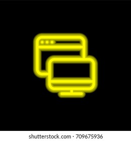 Browser yellow glowing neon ui ux icon. Glowing sign logo vector