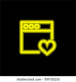 Browser yellow glowing neon ui ux icon. Glowing sign logo vector