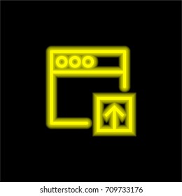Browser yellow glowing neon ui ux icon. Glowing sign logo vector