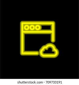 Browser yellow glowing neon ui ux icon. Glowing sign logo vector