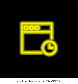 Browser yellow glowing neon ui ux icon. Glowing sign logo vector