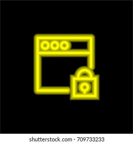 Browser yellow glowing neon ui ux icon. Glowing sign logo vector