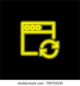 Browser yellow glowing neon ui ux icon. Glowing sign logo vector