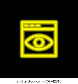 Browser yellow glowing neon ui ux icon. Glowing sign logo vector