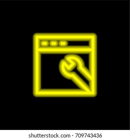 Browser yellow glowing neon ui ux icon. Glowing sign logo vector