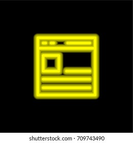 Browser yellow glowing neon ui ux icon. Glowing sign logo vector