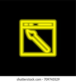 Browser yellow glowing neon ui ux icon. Glowing sign logo vector