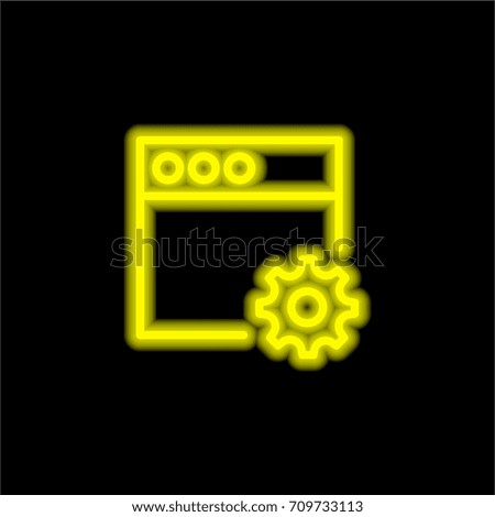 Browser yellow glowing neon ui ux icon. Glowing sign logo vector