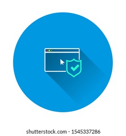 Browserl check board icon on blue background. 
