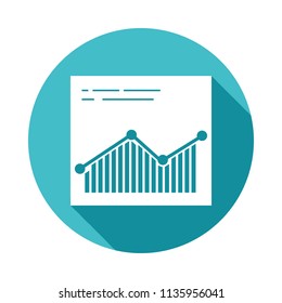 browsersite analytics icon in Flat long shadow style on white background