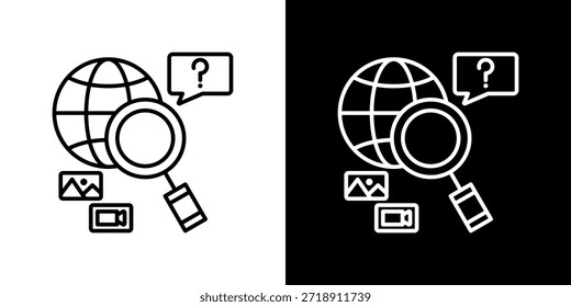 Ilustración vectorial de contorno rellena de iconos de navegación en blanco y negro