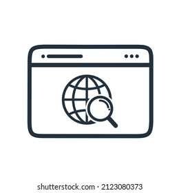 Browsing Icon Line Vector.  Web Browsing Internet Symbol Isolated On A White Background.