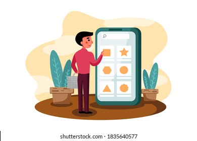 Browsing Item For Shopping Vector Illustration concept. Can use for web banner, infographics, hero images. Flat illustration isolated on white background.