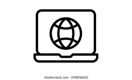 browsing laptop internet web single isolated icon with outline style