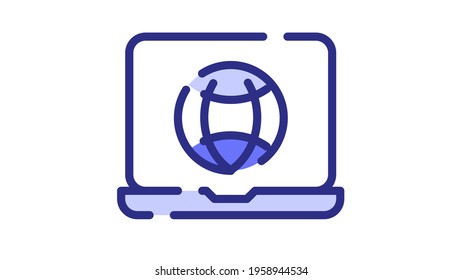 browsing laptop internet web single isolated icon with dash or dashed line style