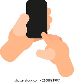 Browsing on a phone, illustration, vector on a white background.