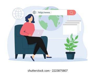Browsing online concept illustration. Isolated in the background.