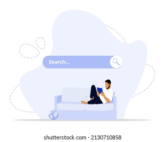 Browsing online concept illustration, Suitable for landing page, ui, web, App intro card, editorial, flyer, and banner