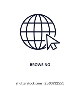 browsing outline icon.  Thin line icon from education collection. Editable vector isolated on white background