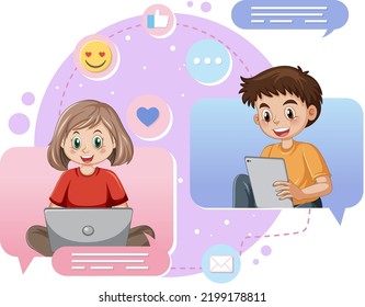 Browsing social media vector concept illustration