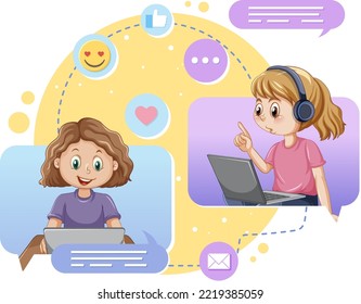 Browsing social media vector concept illustration