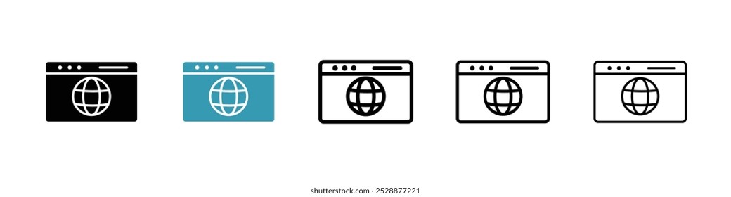 Browsing vector icon set in black and blue colors.