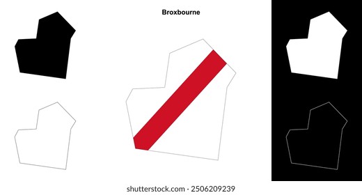 Broxbourne blank outline map set