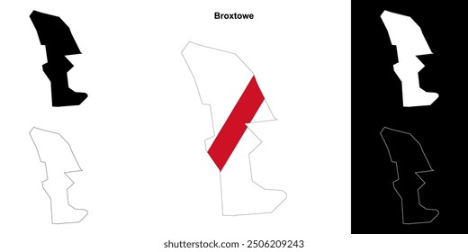 Broxtowe blank outline map set