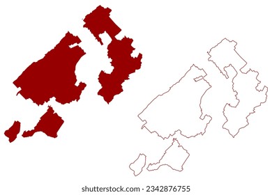 Broye District (Switzerland, Swiss Confederation, Canton of Fribourg or Freiburg) map vector illustration, scribble sketch Broyebezirk or District de la Brouye map