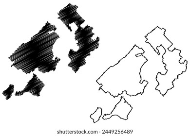 Broye District (Switzerland, Swiss Confederation, Canton of Fribourg or Freiburg) map vector illustration, scribble sketch Broyebezirk or District de la Brouye map