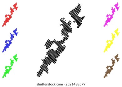 Broye-Vully District (Suíça, Confederação Suíça, Cantão de Vaud, Waadt ou Vôd) mapa ilustração vetorial, esboço de rabisco Bezirk Broye Vully mapa