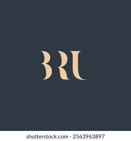 BRU abstract letter logo design. This logo is designed by three abstract letters.