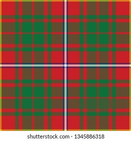 Bruce County District Tartan. Element for the seamless construction of a pattern for tartan of Bruce County, Canada, for fabric, kilts, skirts, plaids. Frequent weave 