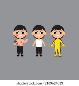 Bruce Lee Cartoon Kung Fu Vector Cute