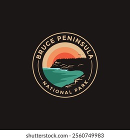 Bruce peninsula National Park vector logo theme on dark background