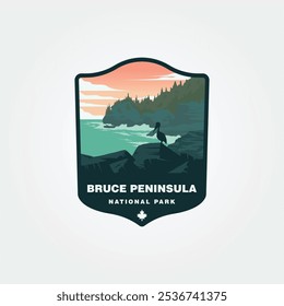 bruce peninsula national park vintage patch illustration design, canada national park print logo design