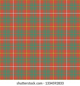 Bruce's ancient tartan. Seamless pattern of a traditional Scottish tartan of Bruce's clan for fabric, kilts, skirts, plaids. Frequent, small weaving.